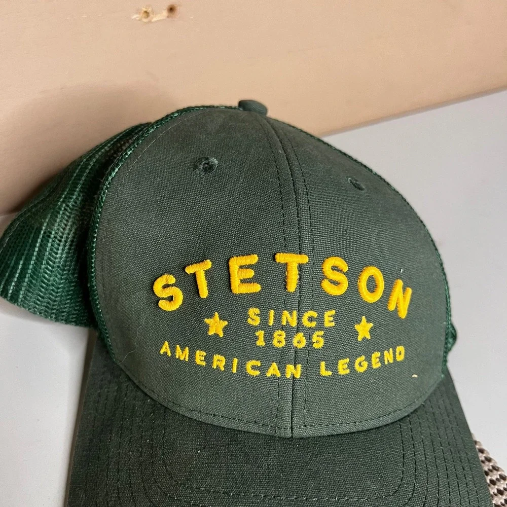 Stetson American Legend Trucker Hat Green Yellow Mesh Snapback Cap RN162443